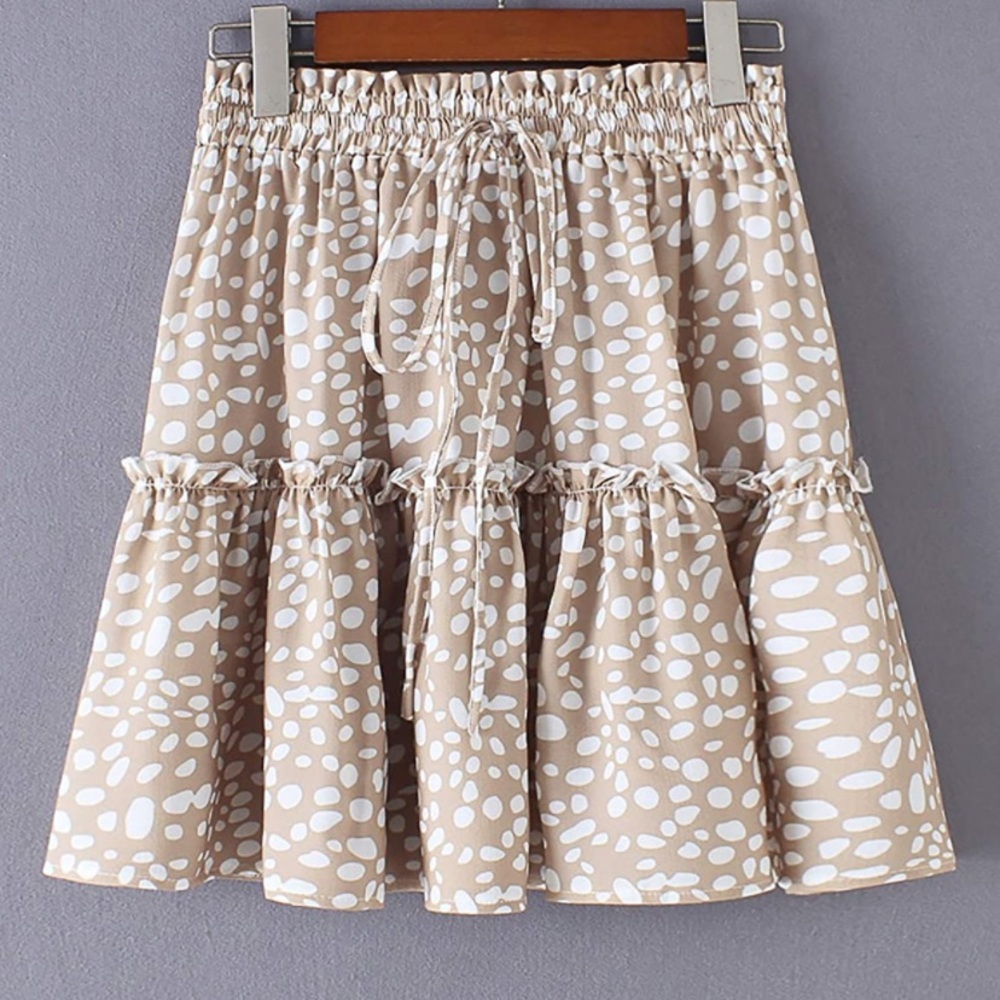 Polka dot tiered mini skirt